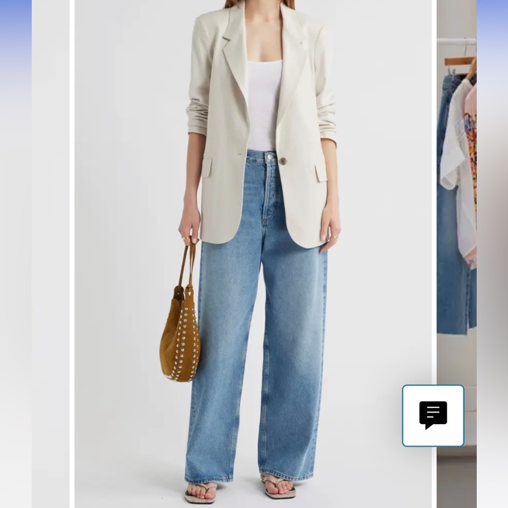 Open Edit Womens Everyday One button Linen blazer, L